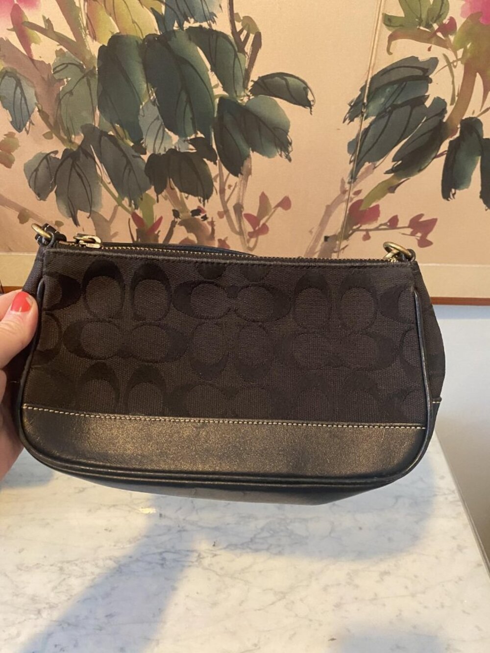 Coach Demi Hampton Shoulder Bag Womens Small Black Signature Jacquard Purse - Picture 3 of 7